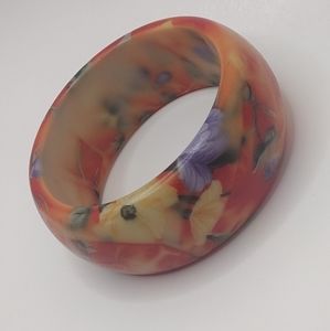 Floral Reddish/Orange Yellow Green and Purple Bracelet